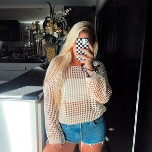 🆕 NWT Cream Knit Beachy Boho Long Sleeve Sweater